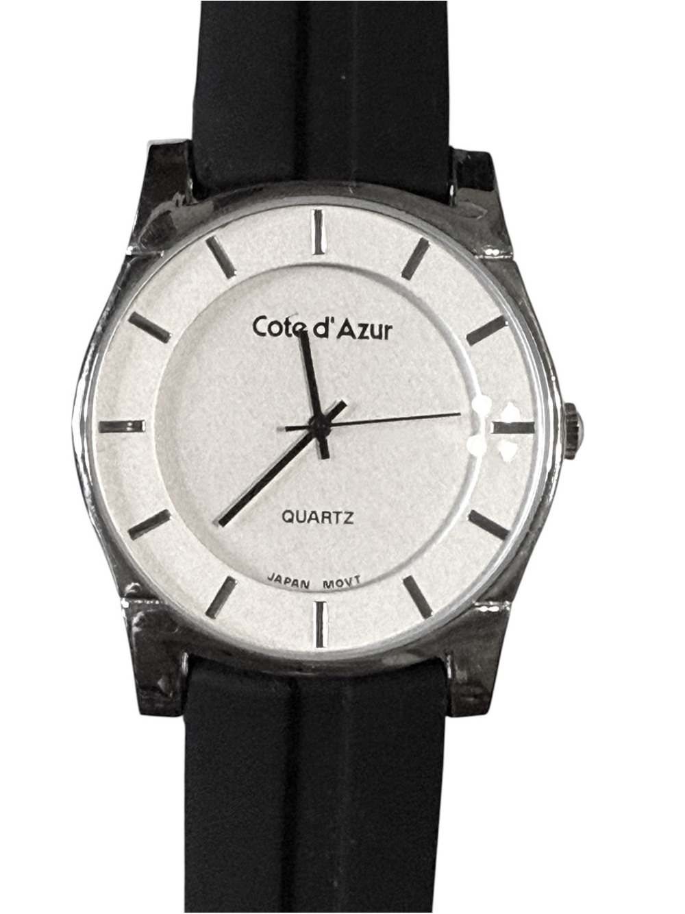 Cote d’Azur Watch Mens Silver Tone / Dial Quartz Timepiece NO STRAP WORKS As Is